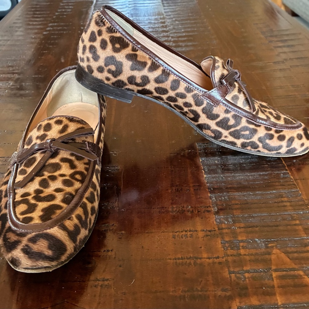 J. Crew Leopard Print Loafers in Brown and Black - Picture 1 of 4